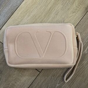 Valentino Blush Pink Suede Wristlet Clutch